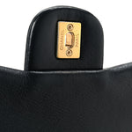 Calfskin Chevron Quilted Mini Rock The Corner Flap Black