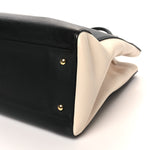 Grained Calfskin Medium Bi-Color Neo Executive Shopper Tote Black Beige
