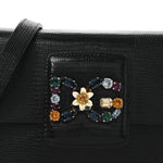 Lizard Embossed Crystal Embellished DG Millennials Mini Crossbody Bag Black