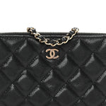 Caviar Quilted Small Clutch With Chain Black