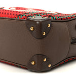 Cotton Wool Textured Calfskin Houndstooth Woven Square Messenger Bag Red Green Ivory Multicolor New Acero
