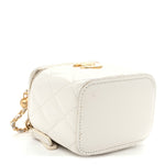 Calfskin Quilted Mini Perfect Fit Vanity Case With Chain White