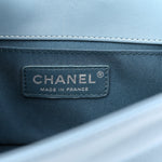 Lambskin Quilted Small Boy Flap Light Blue