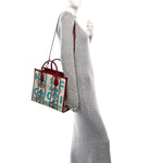 Canvas Jacquard Calfskin 100 Centennial Music Small Tote Bag Ivory Red