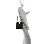 Shiny Crumpled Calfskin Quilted Mini 31 Shopping Bag Black