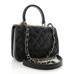 Lambskin Quilted Mini Trendy CC Dual Handle Flap Bag Black
