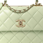 Lambskin Quilted Small Trendy CC Flap Dual Handle Bag Light Green