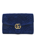 Velvet Matelasse GG Marmont Clutch Cobalt Blue