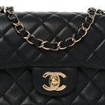 Lambskin Quilted Mini Rectangular Flap Black