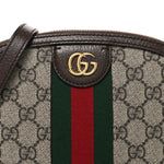 GG Supreme Monogram Textured Dollar Calfskin Web Small Ophidia Dome Shoulder Bag Beige Ebony New Acero