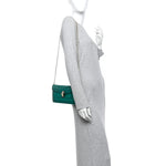 Calfskin Serpenti Forever Flap Clutch  Emerald Green