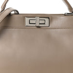 Vitello Morgan Shiny Nappa Medium Peekaboo Iconic Satchel Tortora