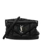 Lambskin Quilted Medium Loulou Puffer Monogram Chain Satchel Black