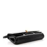 Crocodile Embossed Small Bel Air Clutch On Strap Black