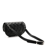 Calfskin Quilted CC Uniform Flap Belt Bag Black