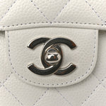 Caviar Quilted Medium Double Flap White