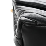 Calfskin Y Quilted Monogram Medium Loulou Chain Satchel Black