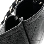 Caviar Stitched Large Lady Coco Shopping Tote Black