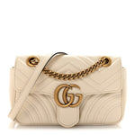 Calfskin Matelasse Mini GG Marmont Shoulder Bag White