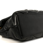 Lambskin Quilted Small Loulou Puffer Monogram Chain Satchel Black