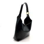 Shiny Calfskin Small Marcie Hobo Bag Black