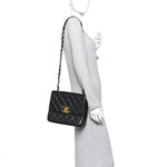 Lambskin Quilted Medium Single Flap Black