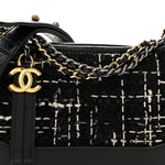 Tweed Calfskin Small Gabrielle Hobo Black White