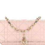 Lambskin Cannage Dior Talk Phone Pouch Rose Poudre