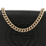 Pebbled Calfskin Small Soho Flap Crossbody Black