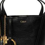 Grained Calfskin Small Spin Tote Black