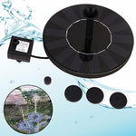 Solar water fountain pump with additional parts on a light blue background
