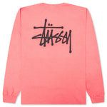 Basic Stussy Pigment Dyed L/S Tee - Coral